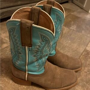 Brown and Blue ariat Boots
